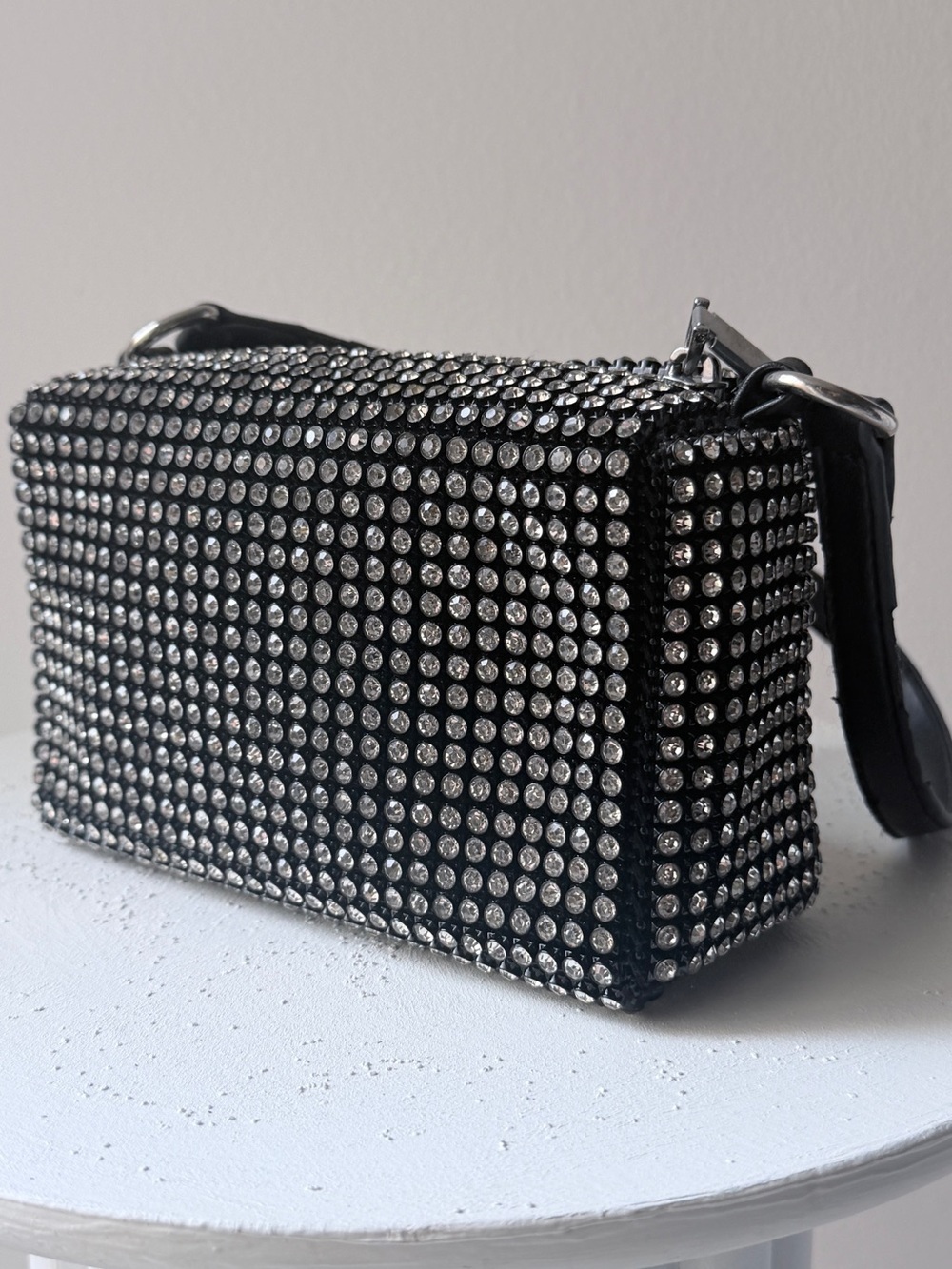 Vintage Black Rhinestone Embellished Crossbody Bag - Picture 2 of 13